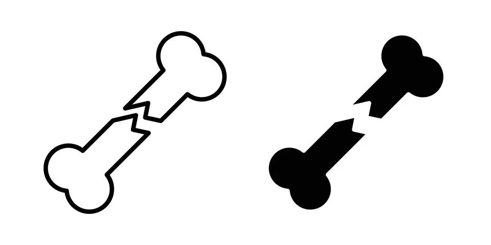 Broken bone icon linear versions pack on white background Stock Illustration