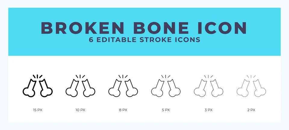 Broken bone icon. Regular line. Thin line. Bold line. Vector illustration. Stock Illustration