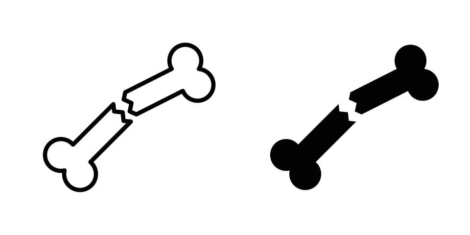 Broken bone icon vector concepts, line and silhouette style Stock Illustration