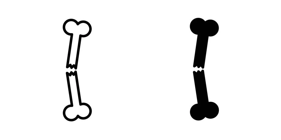 Broken bone icon vector template set in black Stock Illustration