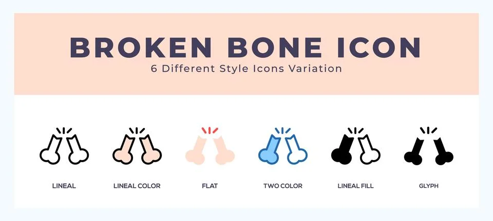 Broken bone icon for web. mobile apps and ui. Stock Illustration
