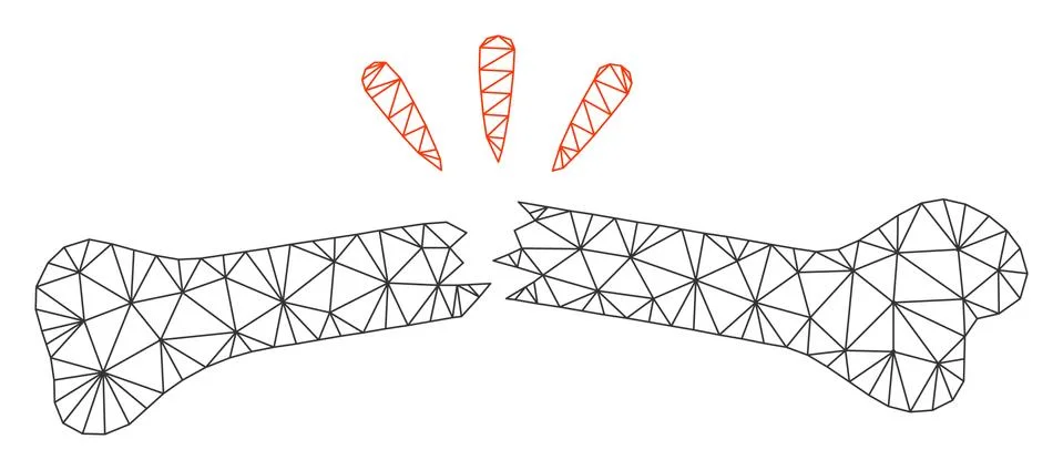 Broken Bone Polygonal Frame Vector Mesh Illustration Stock Illustration