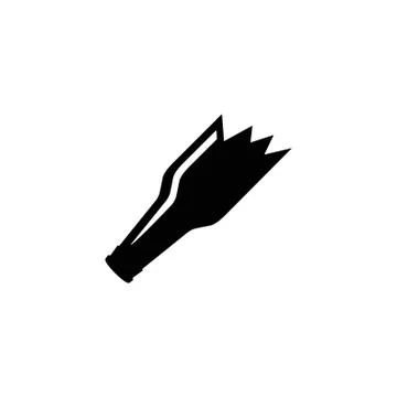 Broken Bottle as Fight Weapon Flat Vector Icon Stock Illustration