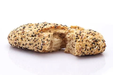 Broken bread roll Foto stock
