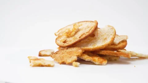 Broken bread slices pile. Stock Footage 325092131