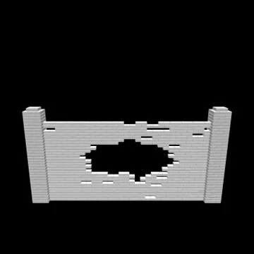 Broken brick fence.Isolated on black background.Vector illustration. 스톡 일러스트
