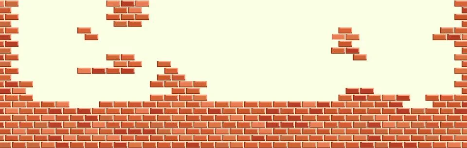 Broken Brick Wall Background Stock Illustration