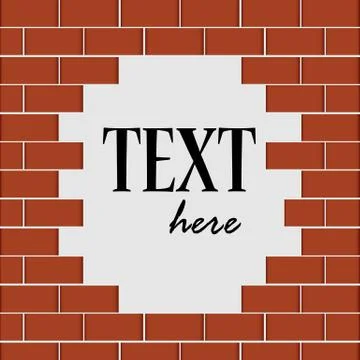 Broken brick wall. An empty white space ready for your text. Vector illustrat Stock Illustration
