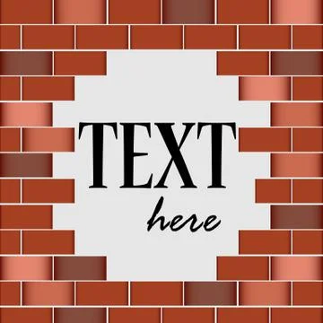 Broken brick wall. An empty white space ready for your text. Vector illustrat Stock Illustration
