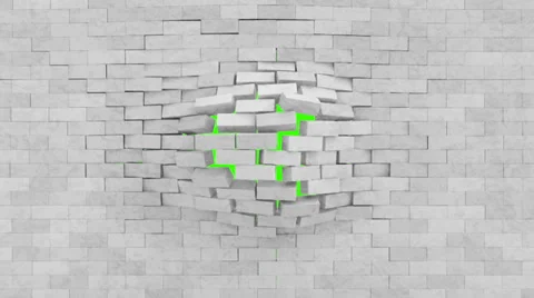 Broken Brick Wall Stock Footage 33037916