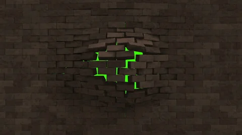 Broken Brick Wall Stock Footage 33037922