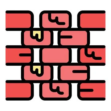 Broken brick wall icon vector flat Stock Illustration