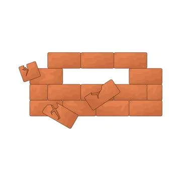 Broken brick wall illustration Stock Illustration