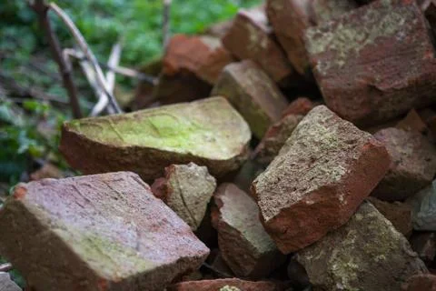 Broken bricks background Stock Photos