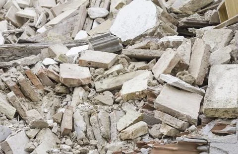 Broken bricks in building work, construction Stock Photos