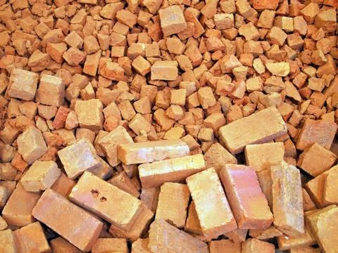 Broken bricks close up Stock Photos