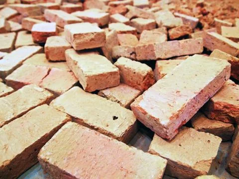 Broken bricks close up Stock Photos
