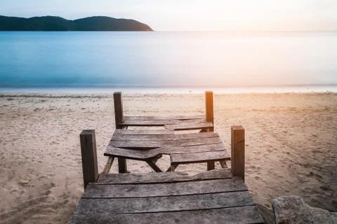 Broken bridge on the beach Stock Photos