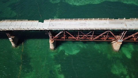 Broken bridge flyby Video stock 90056118