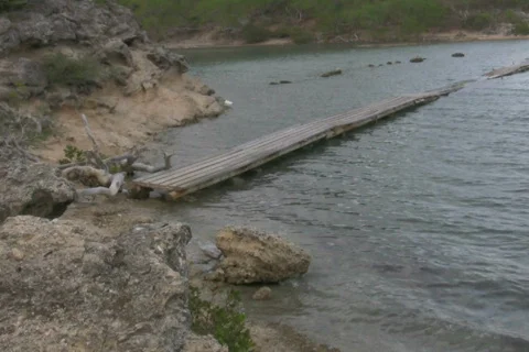 Broken bridge on a foothpath NTSC Stock-Footage 265350