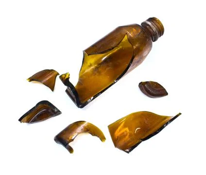 Broken brown bottle Stock Photos