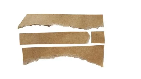 Broken brown cardboard pieces on plain background Stock Illustration