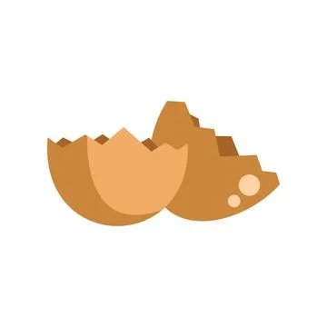 Broken brown eggshell lying on white background Illustrazione stock