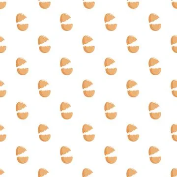 Broken brown eggshells seamless pattern on white background イラスト素材