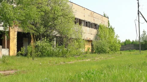 Broken building in the background foliage Video stock 57324603