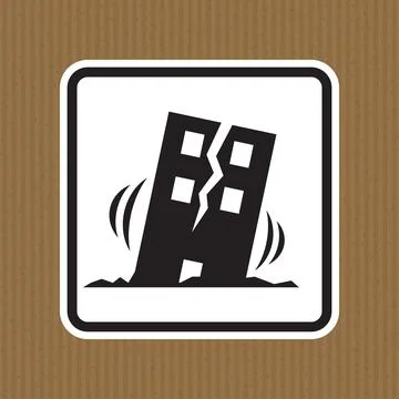 Broken Building Sign Illustrating Structural Damage Due to Earthquake イラスト素材