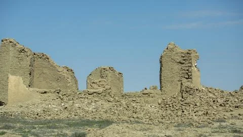 A broken building in uzbekistan Stock Photos