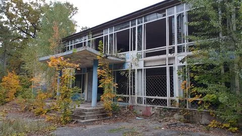 A broken building without windows Stock Photos