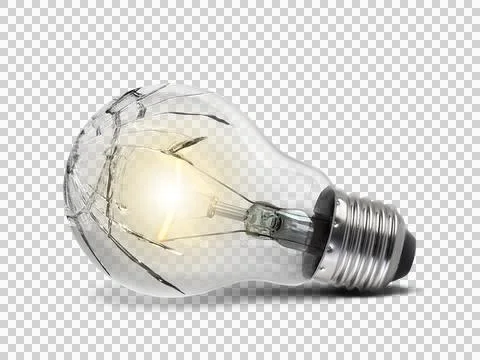 Broken bulb, transparent background Stock Illustration