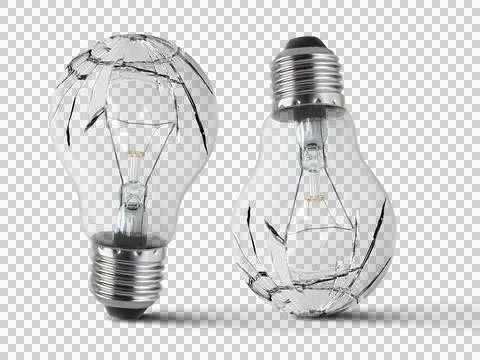 Broken bulb, transparent background Stock Illustration