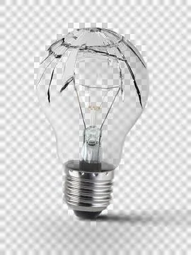 Broken bulb, transparent background Illustrazione stock