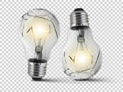 Broken bulb, transparent background Stock Illustration