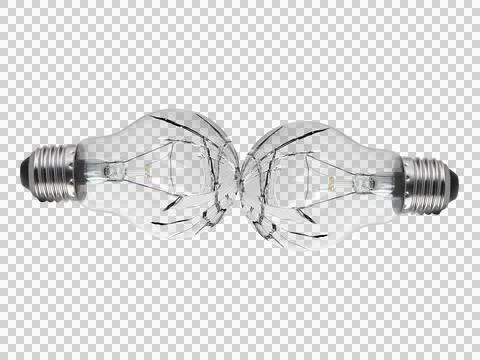 Broken bulb, transparent background Illustrazione stock