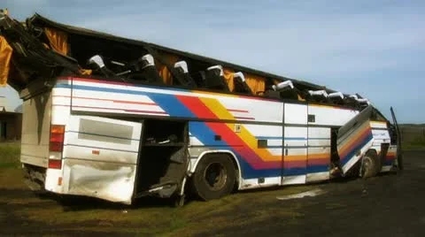 Broken bus after failure Stock Footage