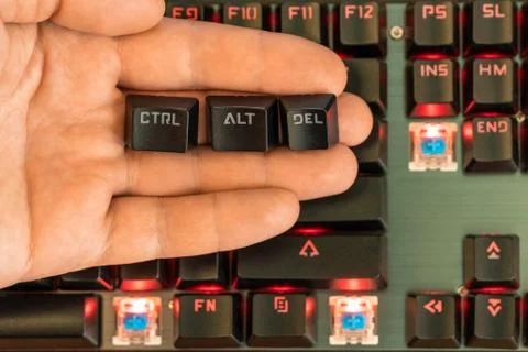 Broken buttons control alt delete Stock Photos