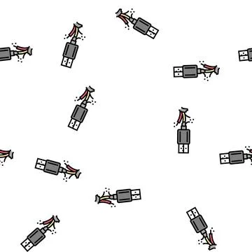 Broken cable usb vector seamless pattern Stock Illustration