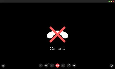 Broken call. Conception of end video conference. Mockup of online call Stock Illustration