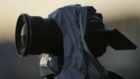 Broken Camera on a tripod Stock Footage 74940234