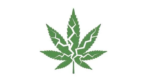 Broken cannabis leaf symbolizing negative effects or prohibition of marijua.. Stock Illustration