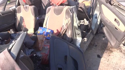 Broken car after accident Stock Footage 58953707