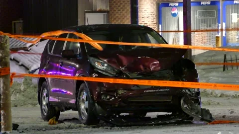 Broken car after major crash Stock Footage 133273678