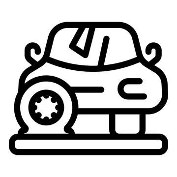 Broken car with flat tire on a jack showing roadside assistance concept Stock Illustration