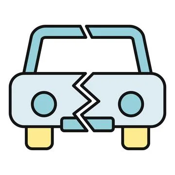 Broken car icon symbolizing accident, vehicle repair, and automotive safety Stock Illustration