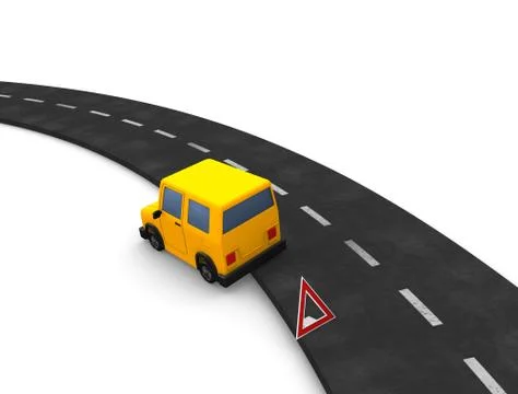 Broken car on roadside Stock Illustration