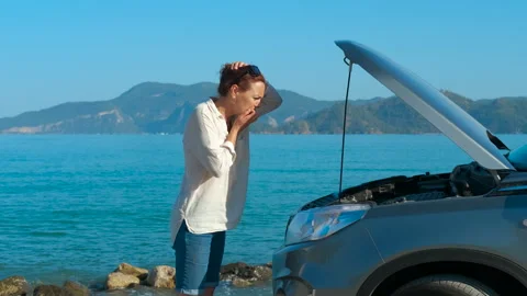 Broken car on the seashore. Stock Footage 300887887