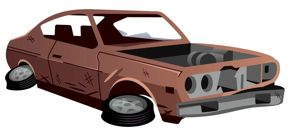 Broken Car on White Stockillustratie